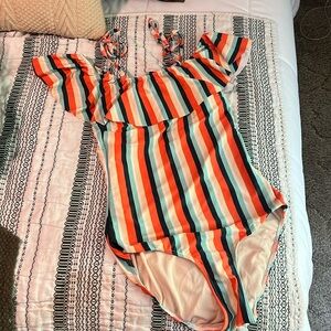 Albion Multicolor Striped One Piece Swimsuit